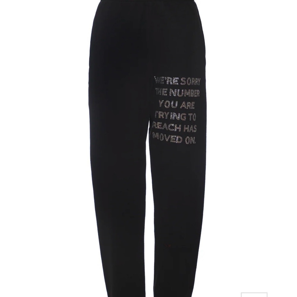 Women's Black Joggers with Text Design
